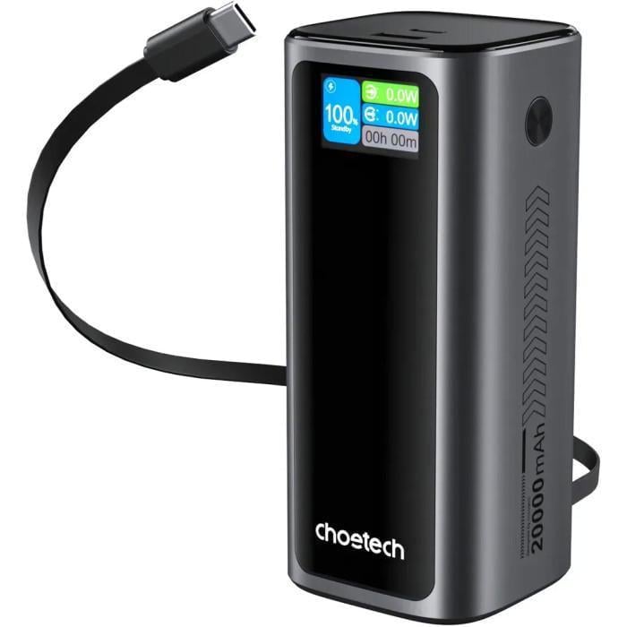Павербанк Choetech B815C 20000 mAh 130W PD 2.0/QC 3.0 с TFT дисплеем и кабелем Type-C Black (36944032)
