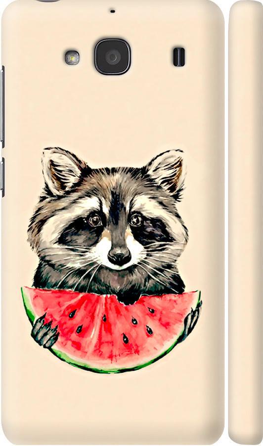 Чехол на Xiaomi Redmi 2 Енотик с арбузом (4605m-98-42517)