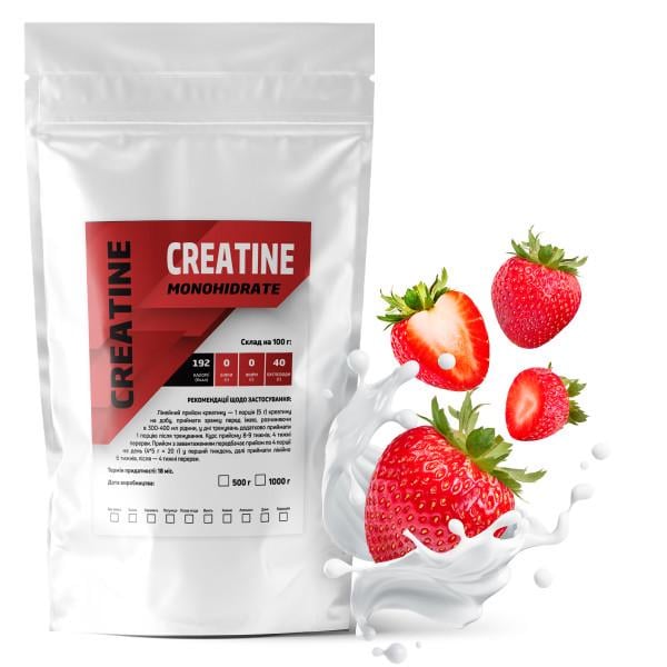 Креатин моногідрат Creatine Monohіdrate 99,9% на 200 порцій 1 кг Полуниця (21-125-cre-p1)