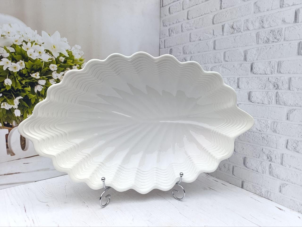 Блюдо сервірувальне Stenson 5370 порцелянове 27х42 см Білий