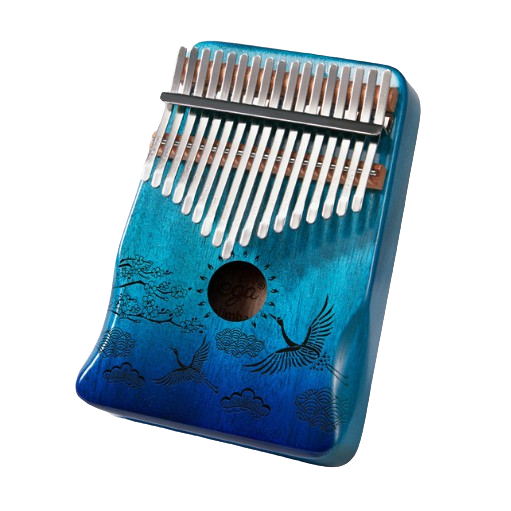 Музыкальный инструмент Калимба Cega (Kalimba) на 17 язычков с гравировкой лебедя Синий