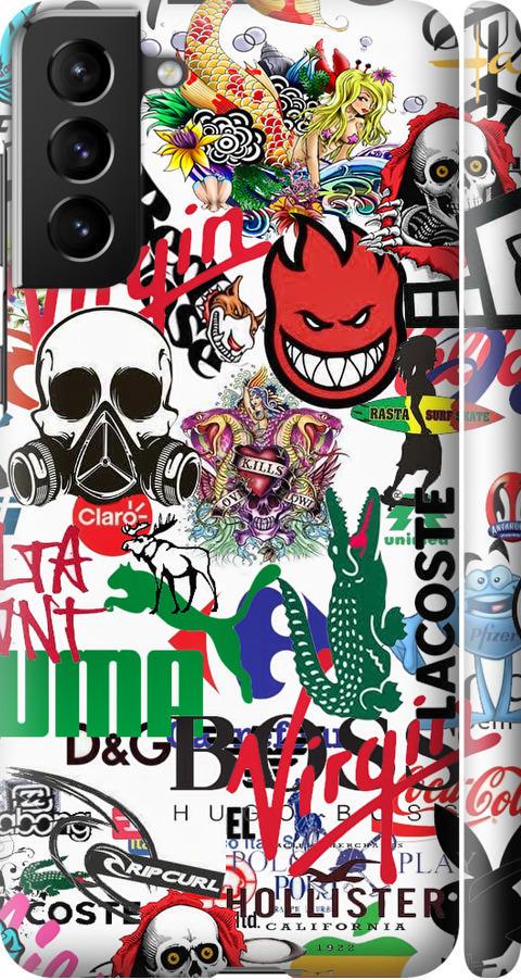 Чехол на Samsung Galaxy S21 Plus Many different logos (4022m-2115-42517)