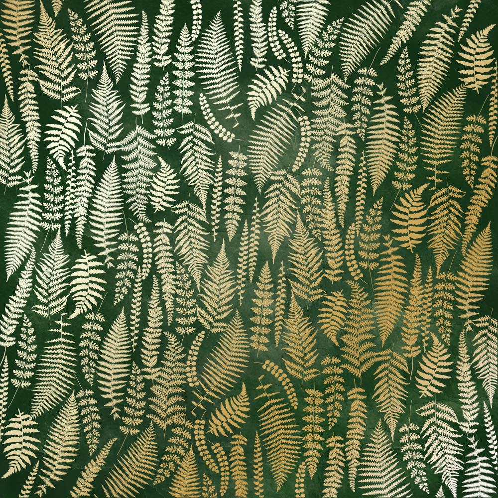 Лист паперу односторонній Golden Fern з фольгуванням 30,5х30,5 см Dark Green/Aquarelle