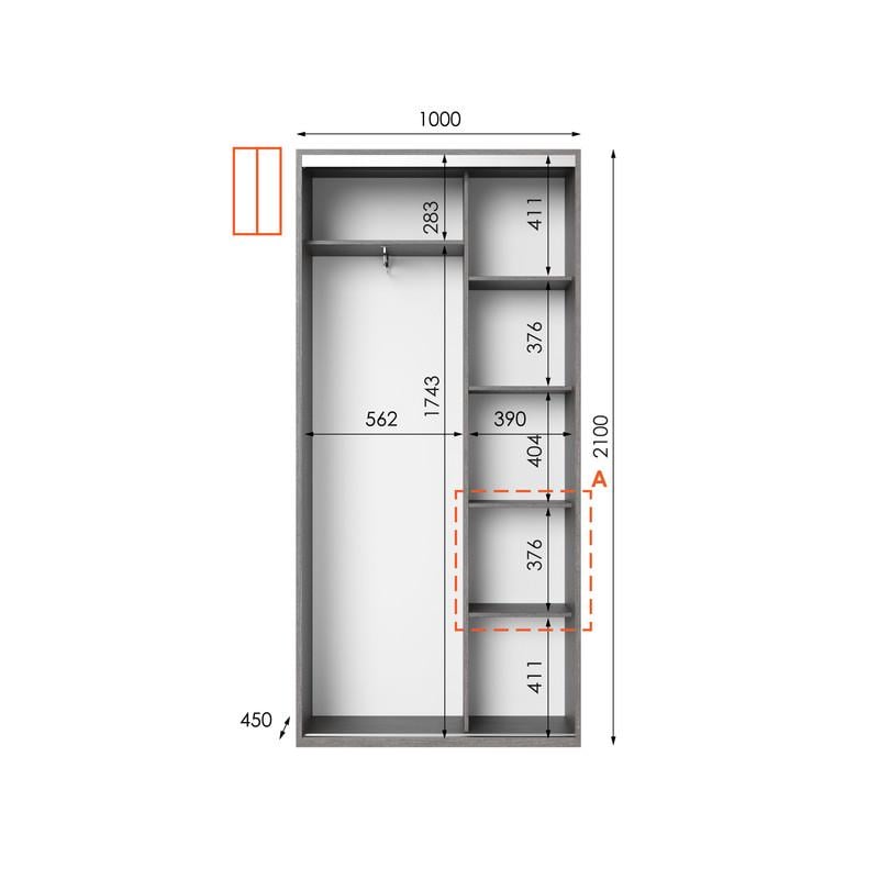 Шафа-купе Idea серія 5 100х45х210 см Венге темний (1388) - фото 2