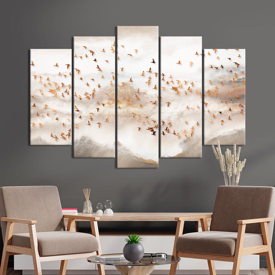 Картина на полотні Золоті птахи в небі 137x85 см (V301-5_L)