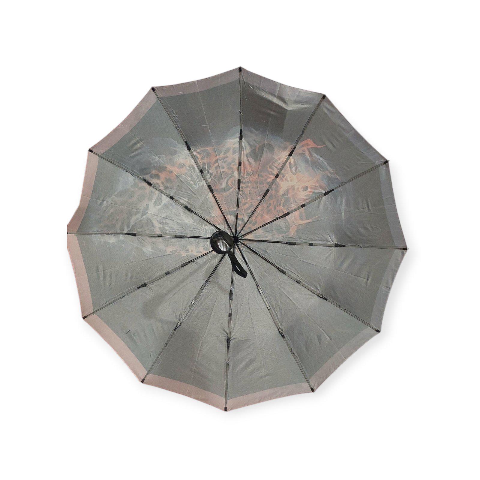 Зонтик-автомат женский Mario MR79 Тигр-2 на 12 четырехсегментных спиц сатиновый купол (30285815) - фото 5