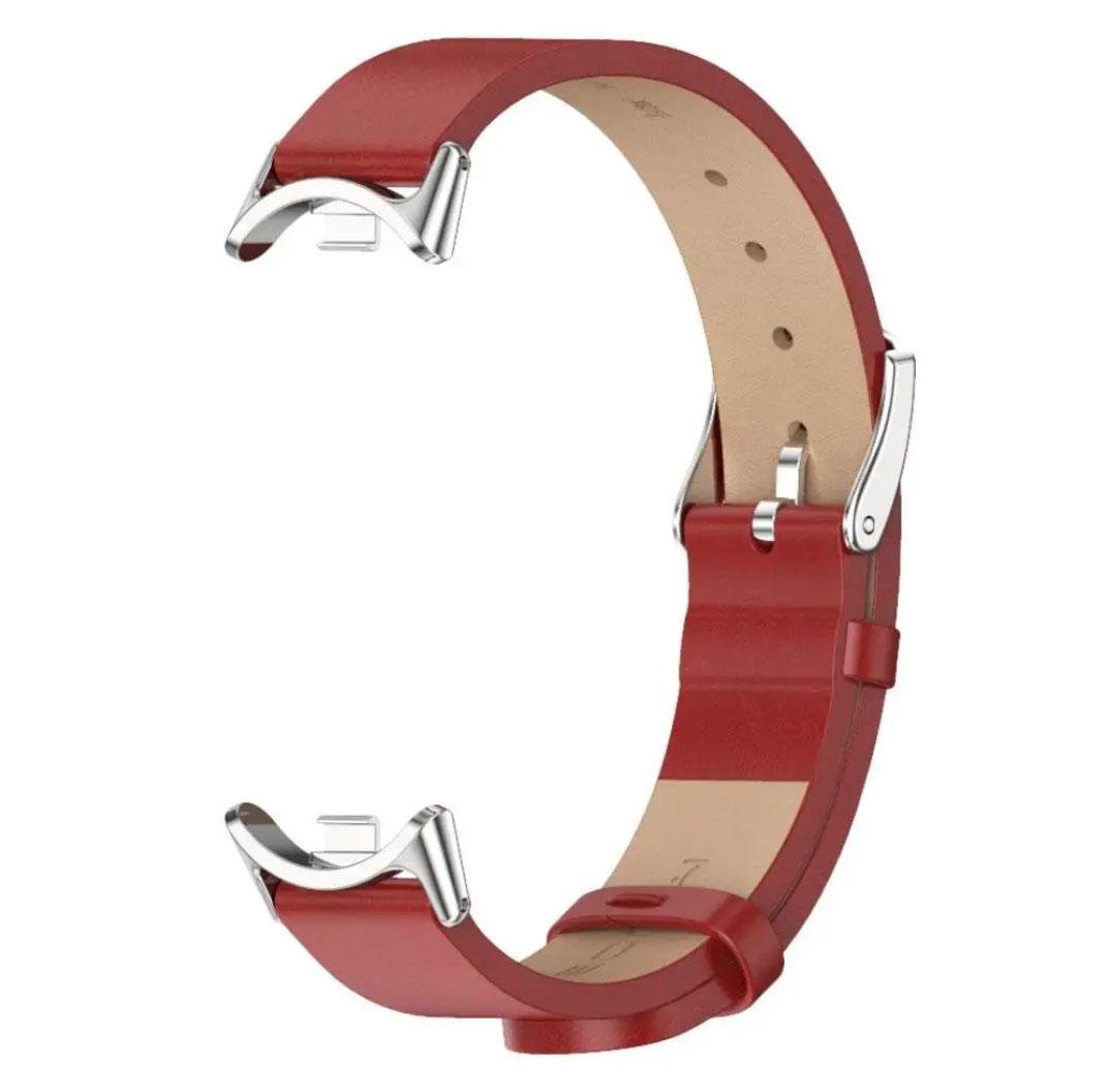 Ремешок кожаный Mijobs для фитнес-браслета Xiaomi Smart Band 10 Red&Silver (2670355760)
