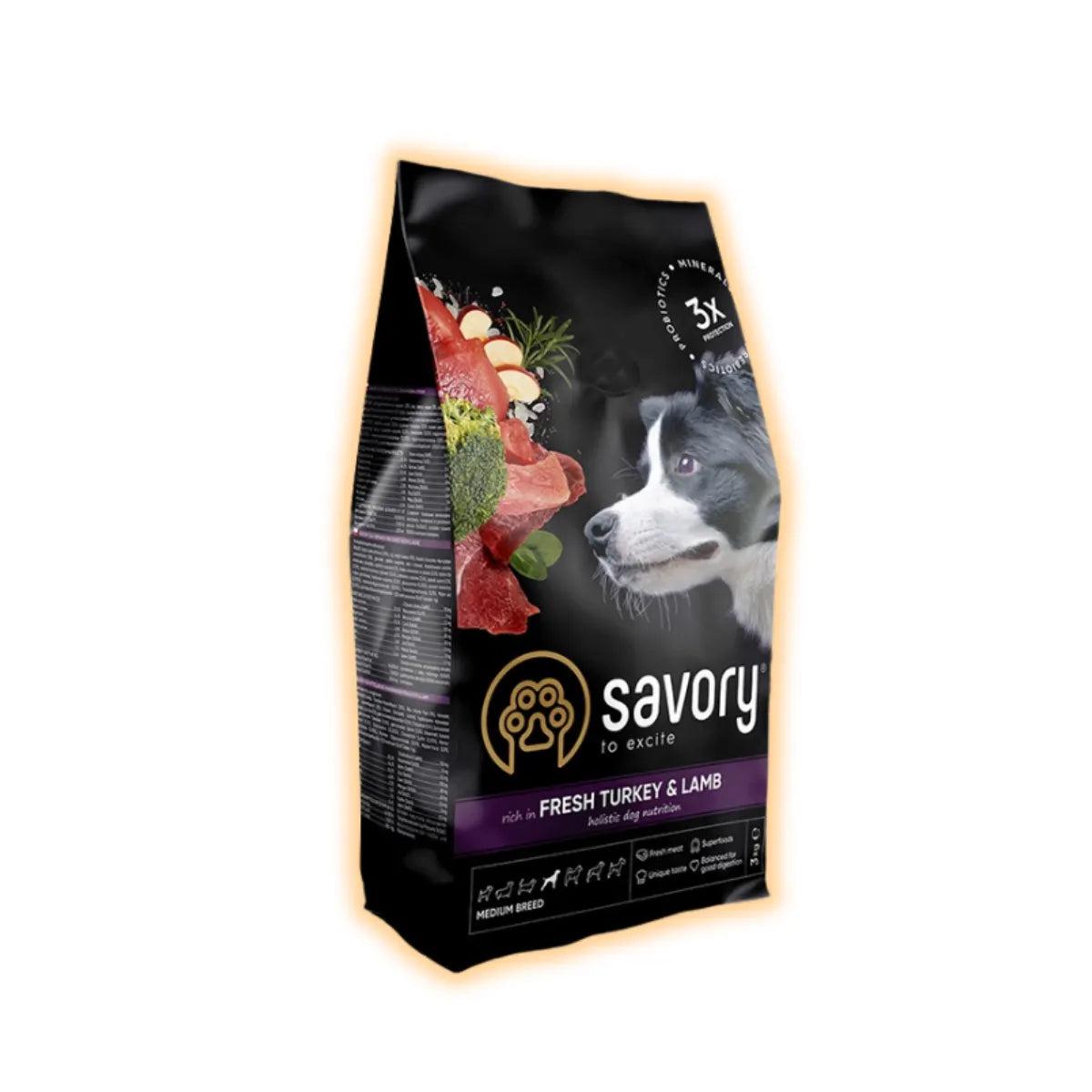 Корм сухой Savory со свежим ягненком и индейкой для взрослых собак средних пород 3 кг (32926851)