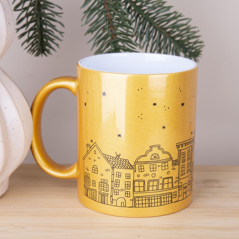 Чашка золотая домики 330 мл (3802-1)