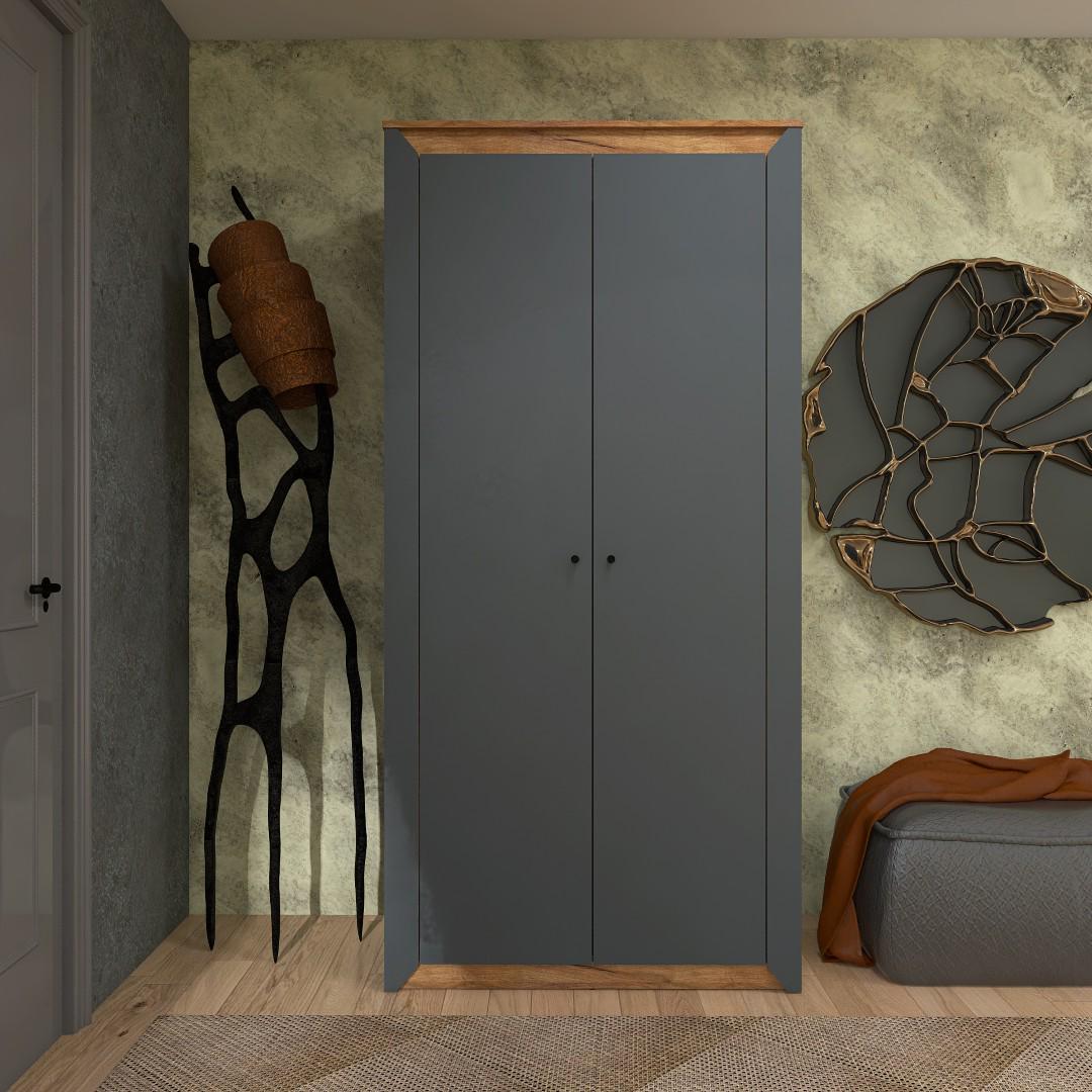 Шкаф Everest Нордик 990х498х2050 мм Дуб крафт золотой/Графит (11189) - фото 2