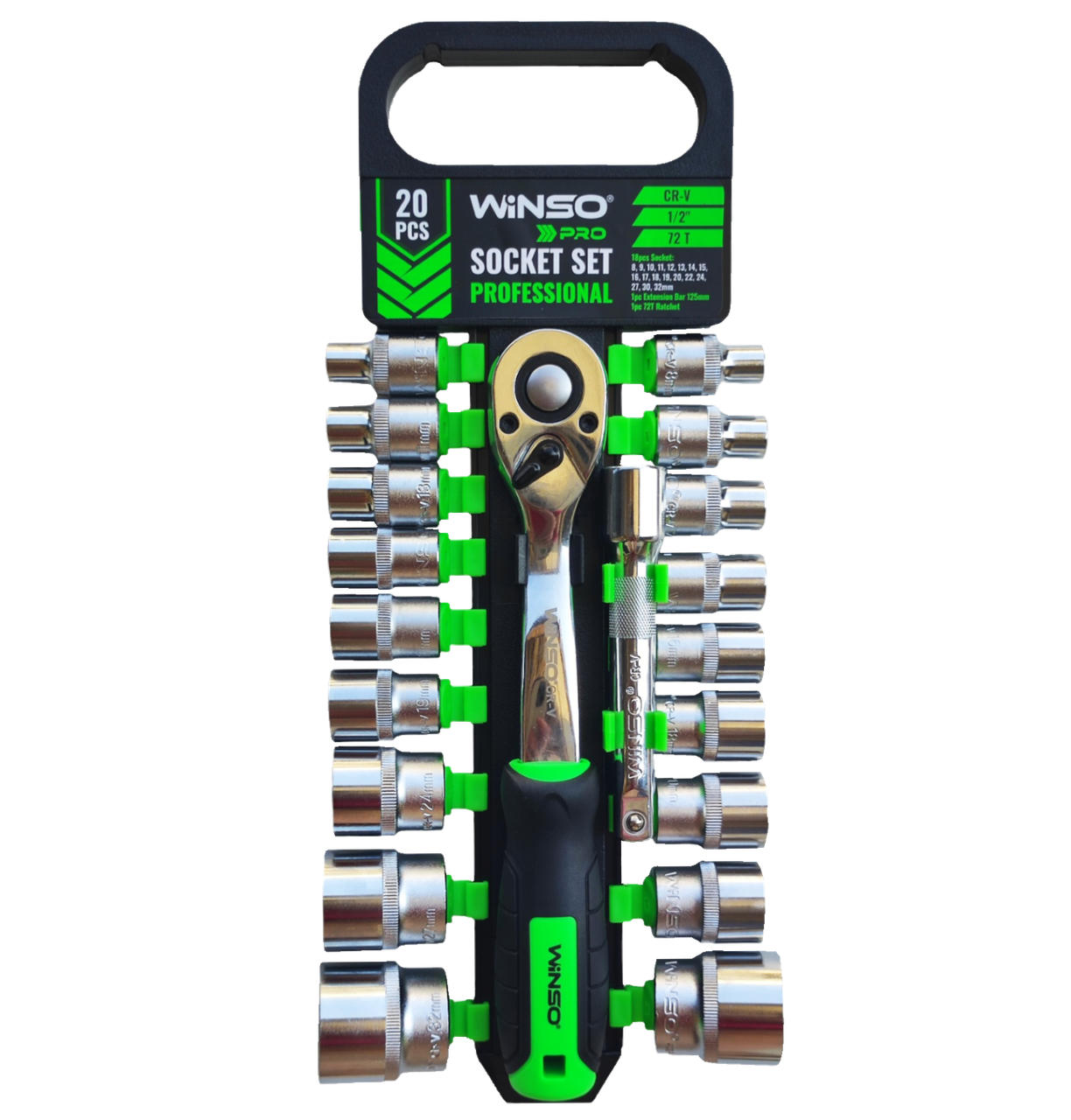 Набір головок WINSO CrV 1/2" з тріскачкою 20 од. (902020)
