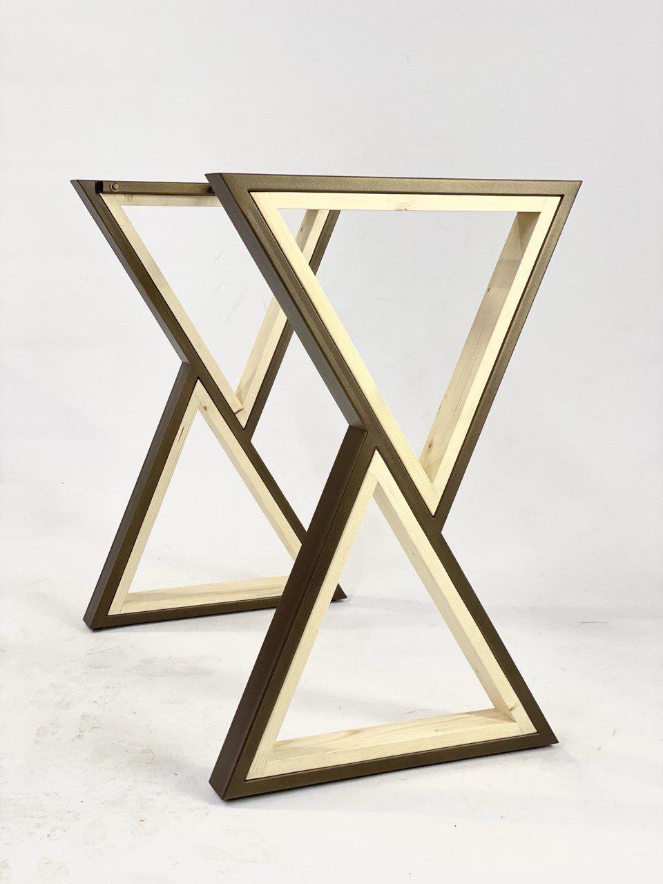 Ножки для обеденного стола с деревянными вставками 780х500х60 мм 2шт. Бронзовый