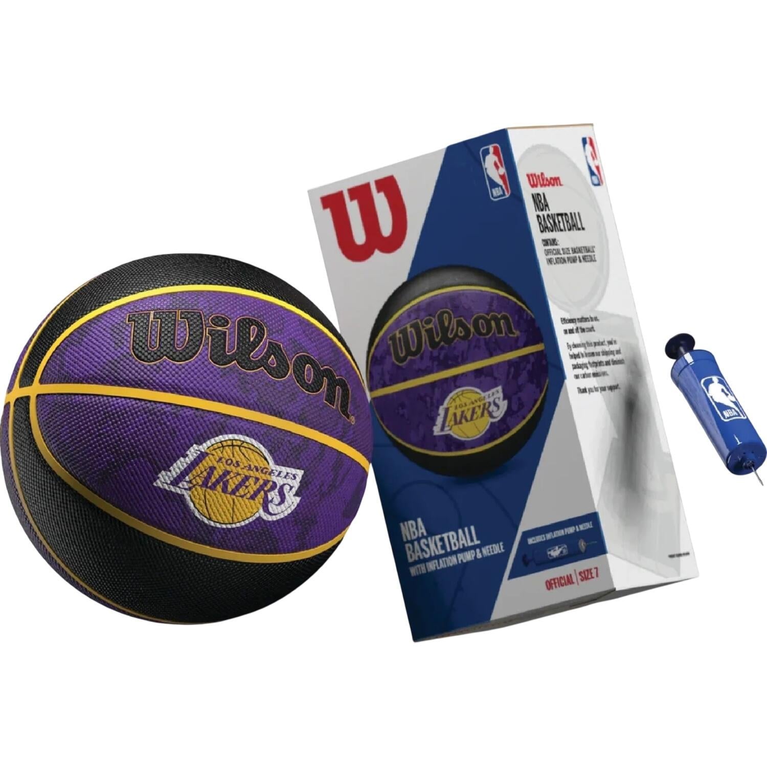Баскетбольный набор Wilson NBA TEAM TIE-DYE LOS ANGELES LAKERS мяч и насос в подарочной коробке р. 7 Фиолетово-желто-черный