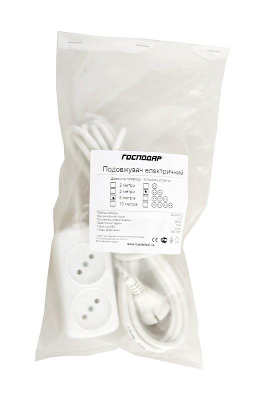 Подовжувач Господар 2 розетки 5 м (94-0052) - фото 2