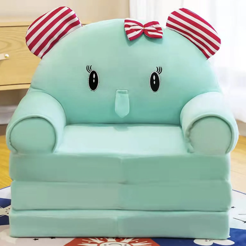 Детское кресло-кровать трансформер мягкое Слоник 50 см Бирюзовый