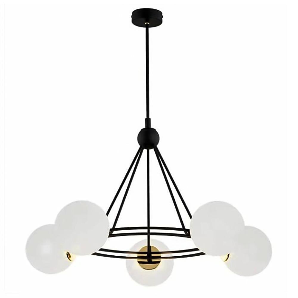 Люстра подвесная кольцо с плафонами Light House SRS-20538/5 BK/Copper белые плафоны Черный/Медь