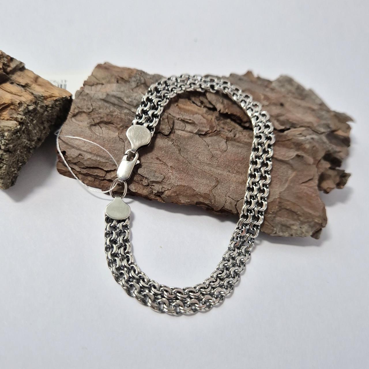 Браслет подвійний Бісмарк срібло 925 проби чоренене 16,05 г 9 мм 22,5 см (60410)