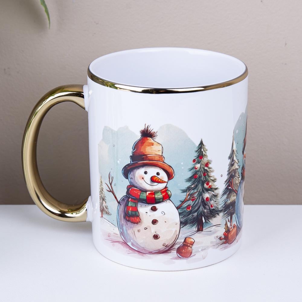 Чашка с золотым ободком Снеговик 330 мл (4541-1)