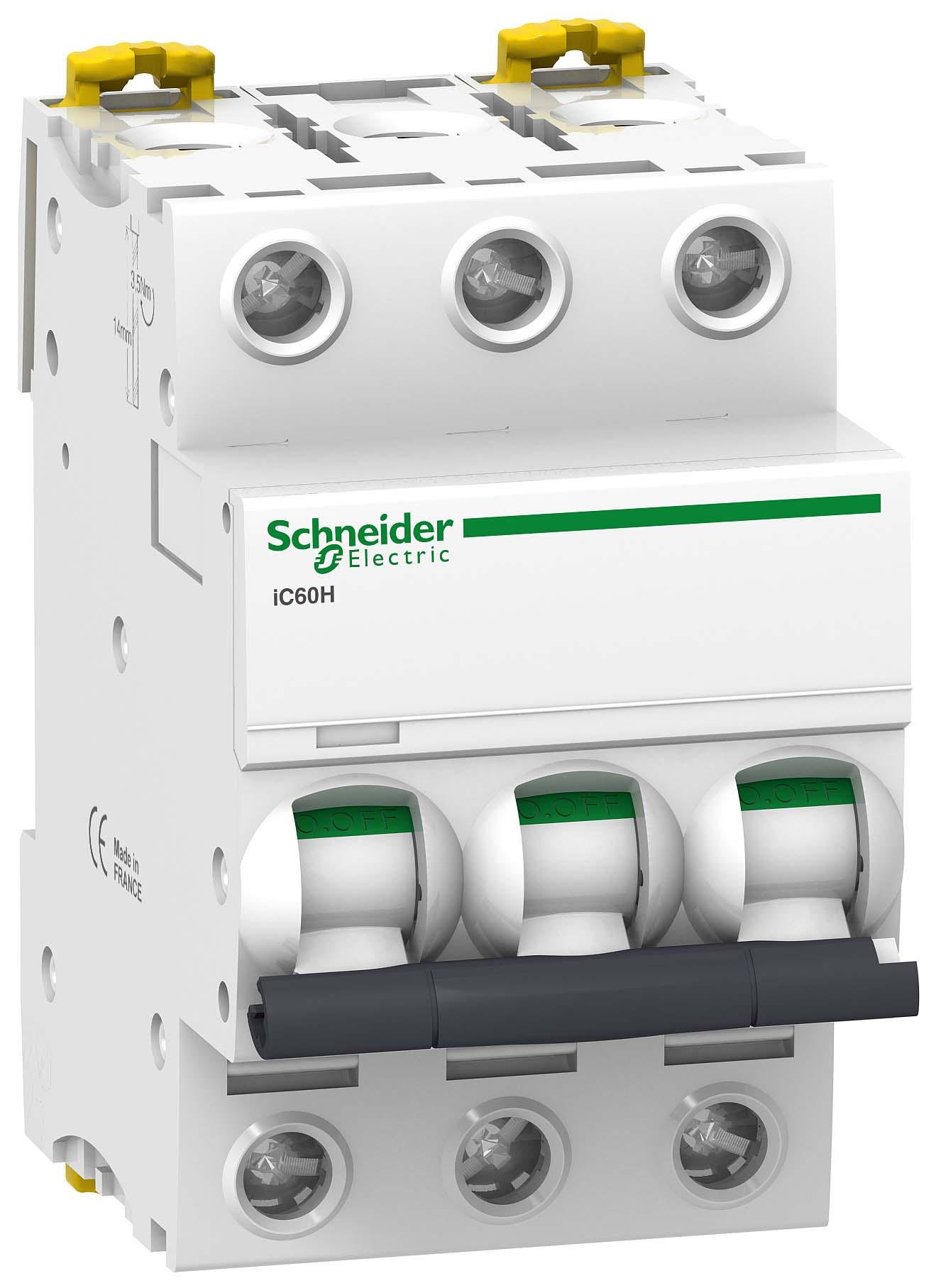 Автоматичний вимикач Schneider Electric Acti9 iC60H 3P 0,5A 10кА C (A9F84370) - фото 1