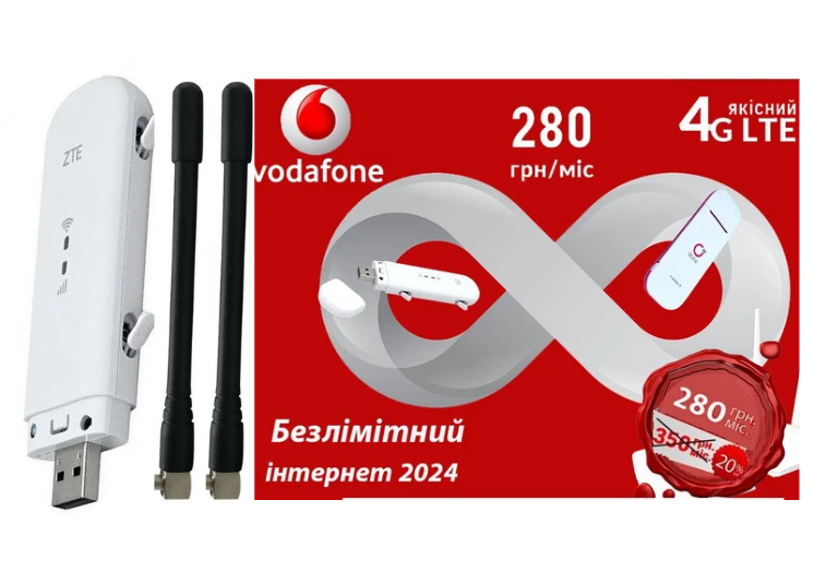 Роутер мобильный 4G USB WI-FI 3G/4G LTE ZTE MF79U и Безлимитный пакет Vodafone интернет