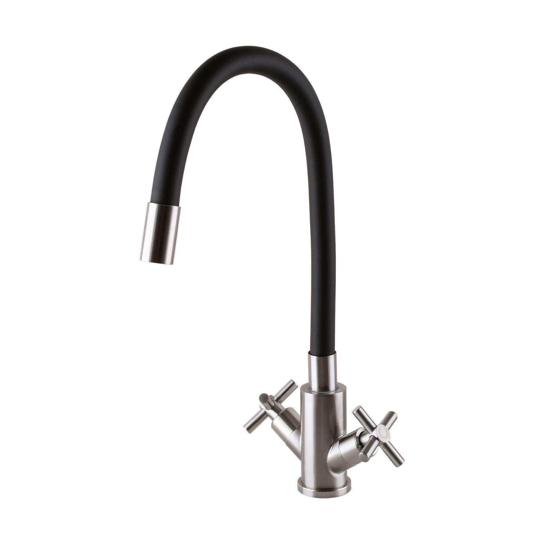 Смеситель для кухни с гибким изливом Globus Lux DUKAT SD4-203SB Сатин/Черный (23001)