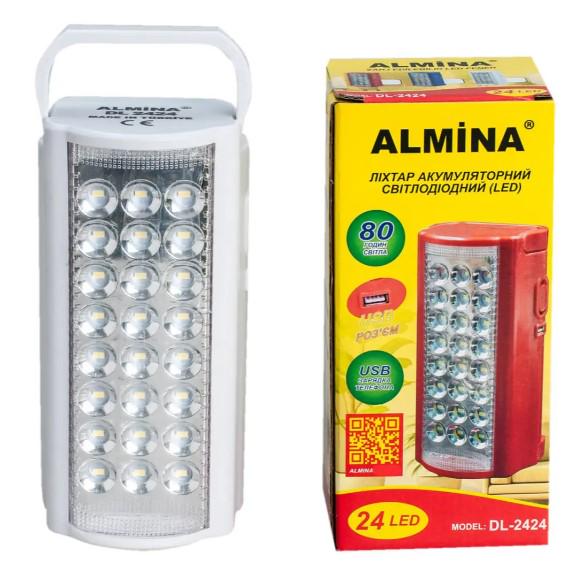 Фонарь ALMINA DL-2424 24 LED на аккумуляторе Белый (462523)