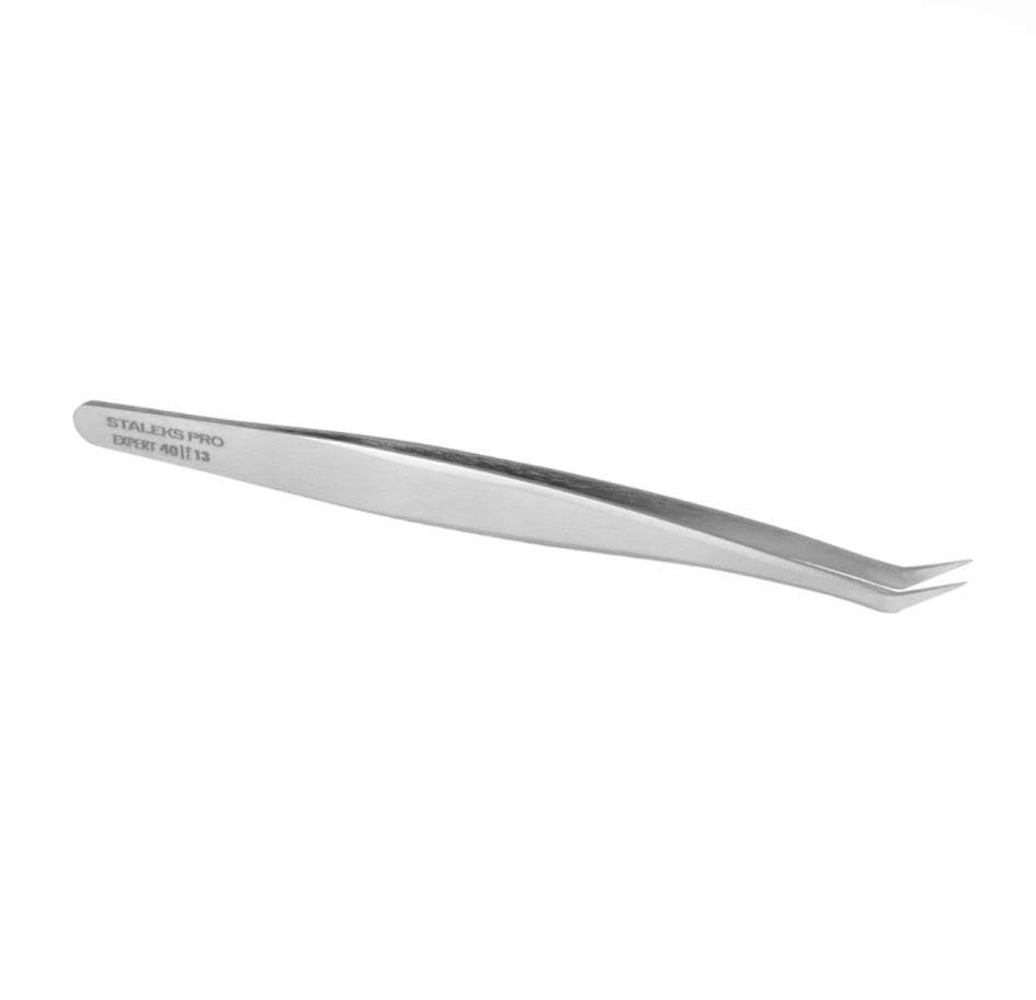 Пинцет профессиональный STALEKS Pro Expert 40 Type 13 L-образный 40° для ресниц из нержавеющей стали