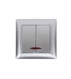 Выключатель двухклавишный Luxel 3506 PRIMERA з/п Серебряный (27551998)