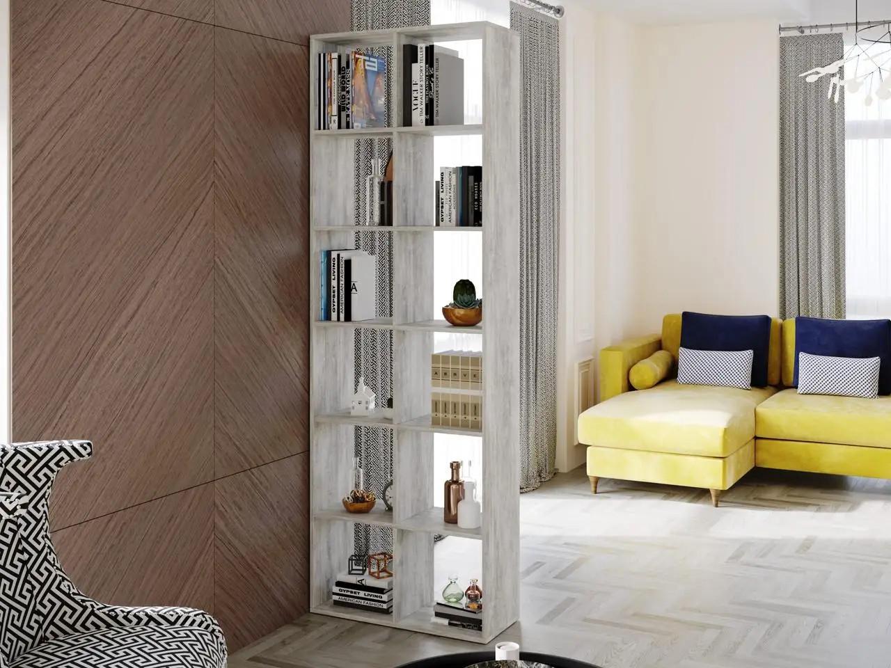 Стеллаж на 12 ячеек для книжек 2128х720х290 мм Бетон (184184) Стеллаж на 12 ячеек для книжек 2128х720х290 мм Бетон (184184)