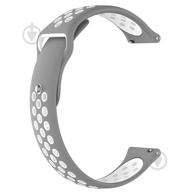 Ремінець BeWatch для Samsung Galaxy Watch 3 41 mm силіконовий перфорований 20мм Сіро-Білий (1010142)