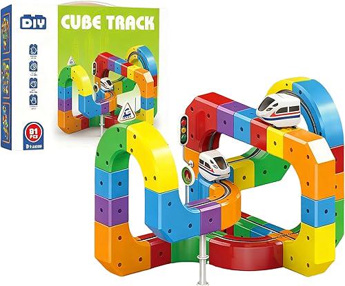 Конструктор антигравитационный Cube Track DIY STEM Магический кубический трек 3D со скоростным поездом на аккумуляторе 81 дет. (NDUM81)
