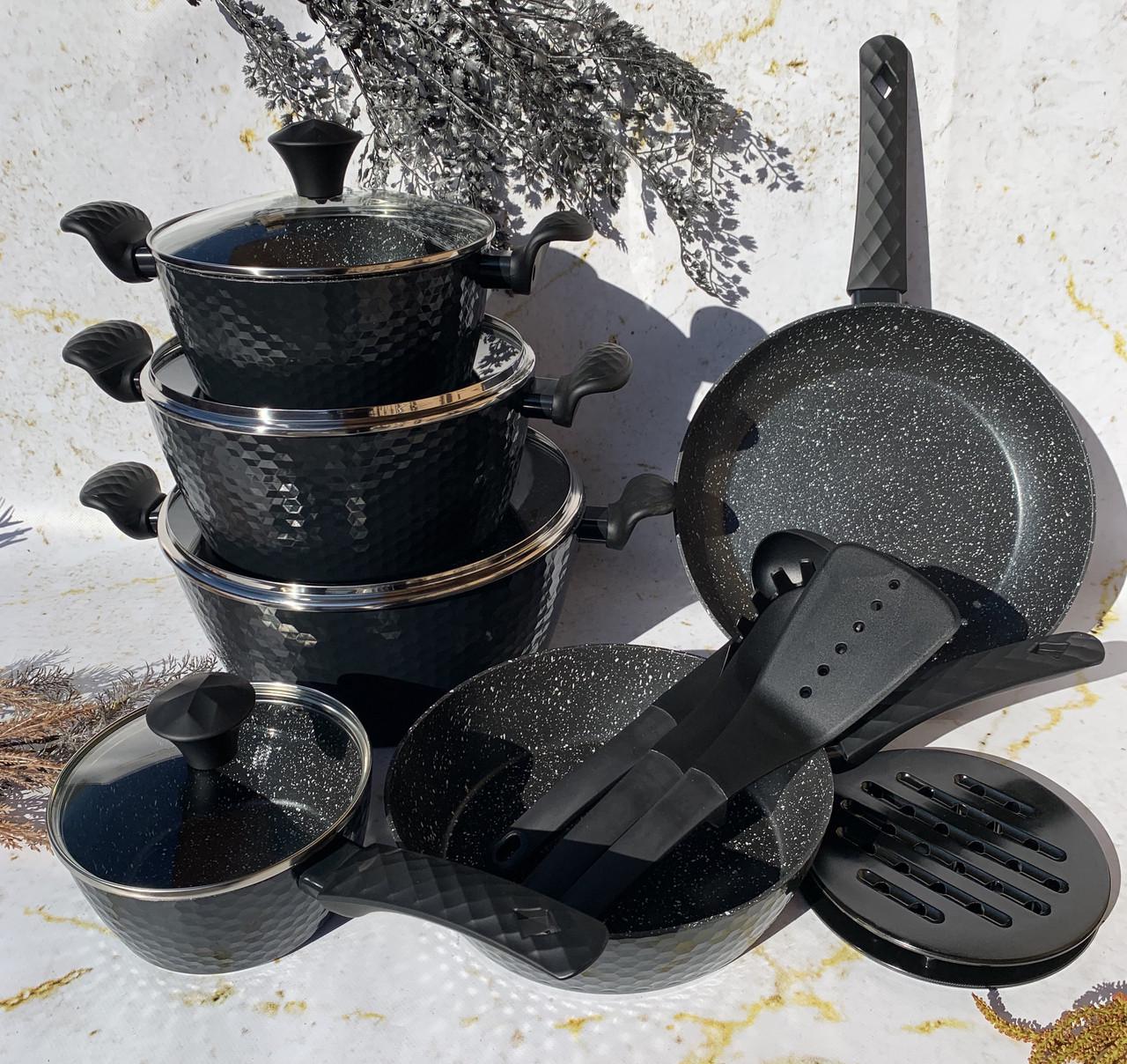 Набор кастрюль Edenberg с мраморным антипригарным покрытием 15 пр. (EB-5634)