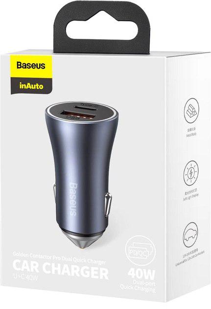 Зарядное устройство для автомобильного Baseus USB + Type-C 40W Gray (CCJD-0G) - фото 9