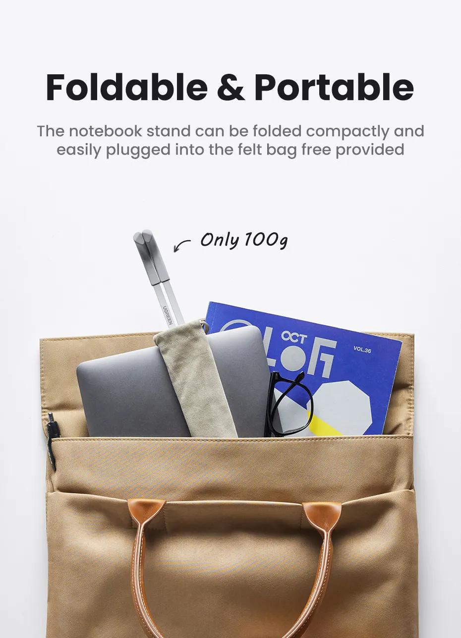 Підставка для ноутбука UGREEN до 17.3" алюмінієва складана легка вентильована Сріблястий (15622) - фото 5