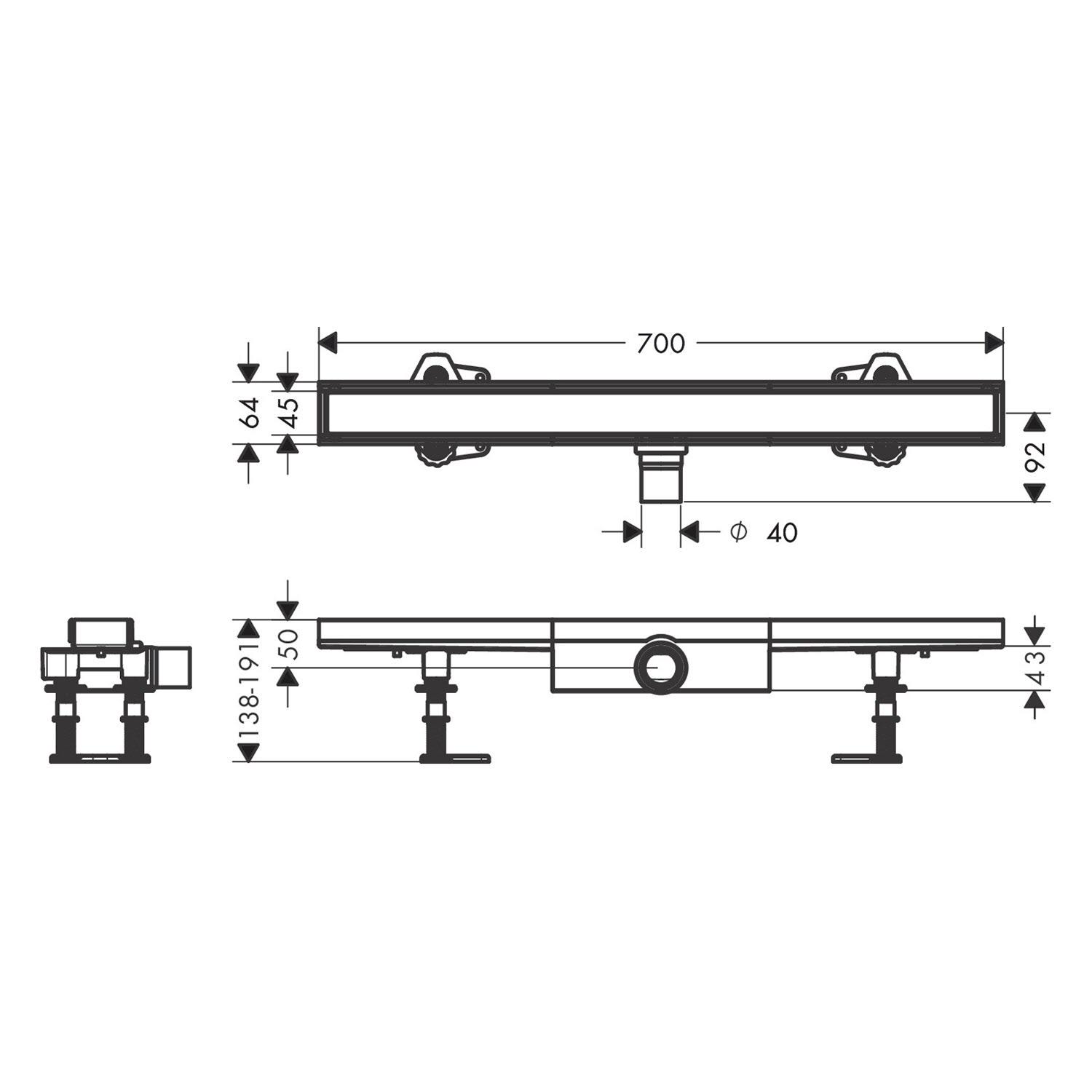 Трап для душа Hansgrohe RainDrain Compact 56165000 700 мм (170612) - фото 2