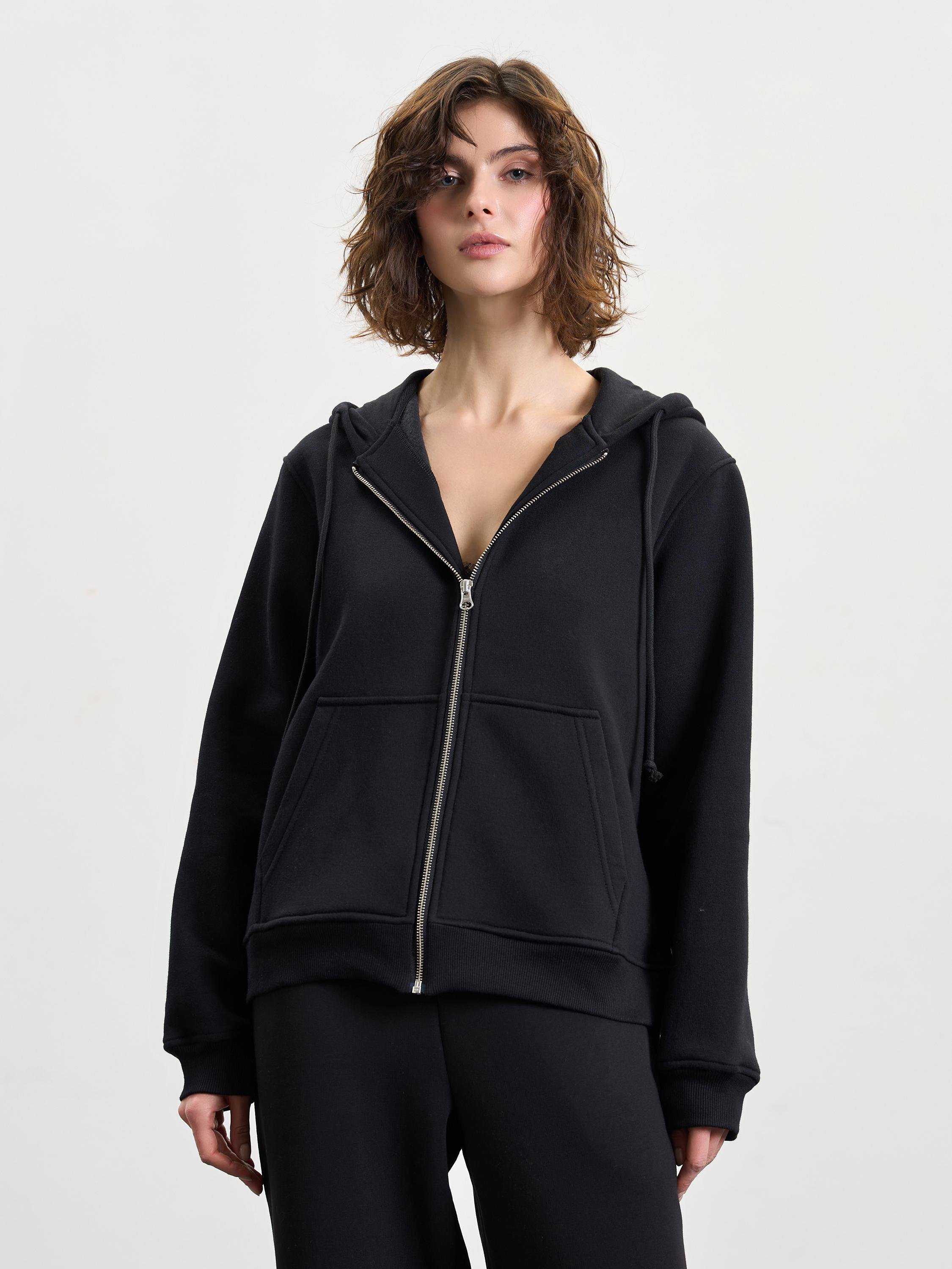 Зіп-худі жіноче утеплене ROZA 240411 3XL Чорний (4824005710292)