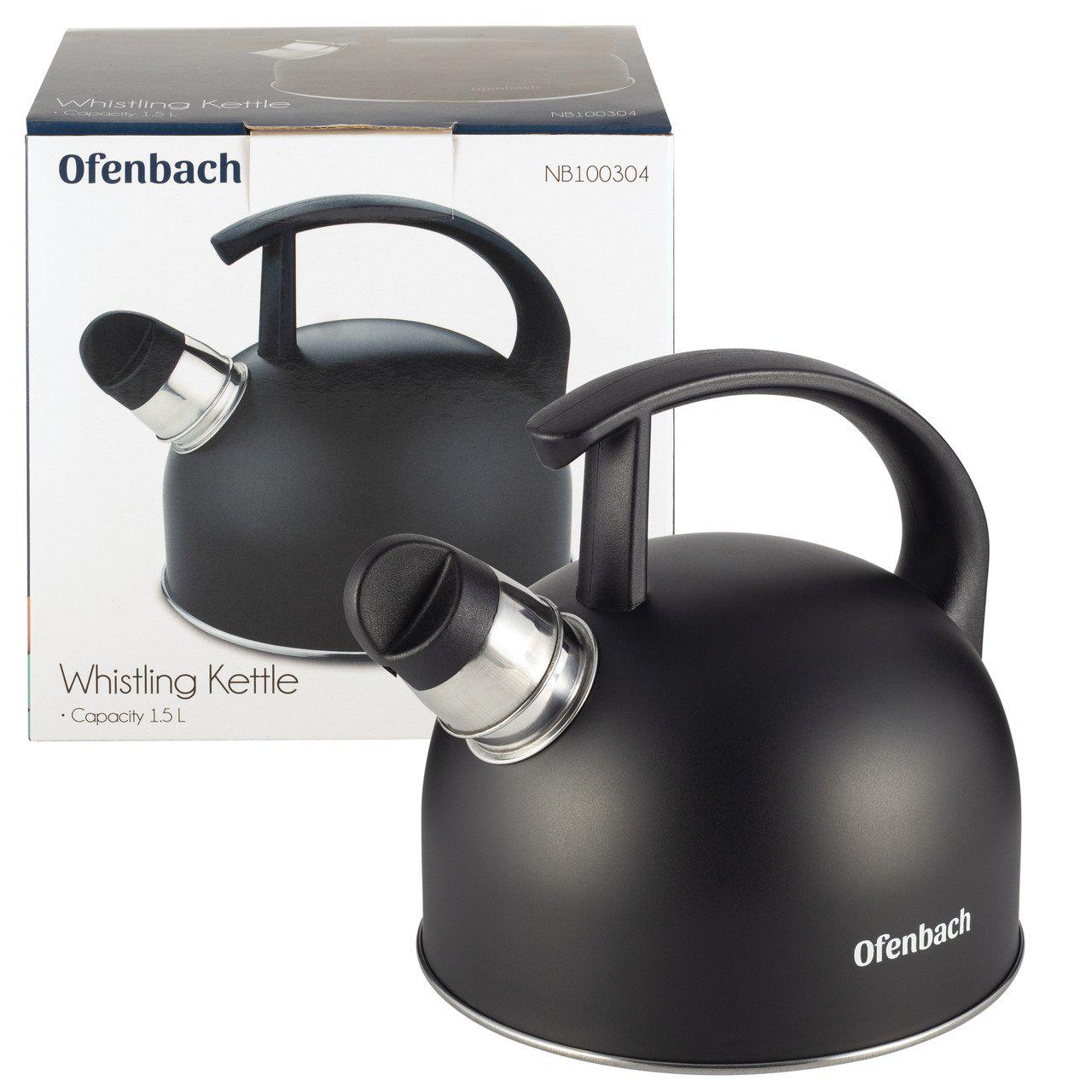 Чайник Ofenbach 1,5 л из нержавеющей стали со свистком Черный (KM-100304) - фото 2 Чайник Ofenbach 1,5 л из нержавеющей стали со свистком Черный (KM-100304) - фото 2