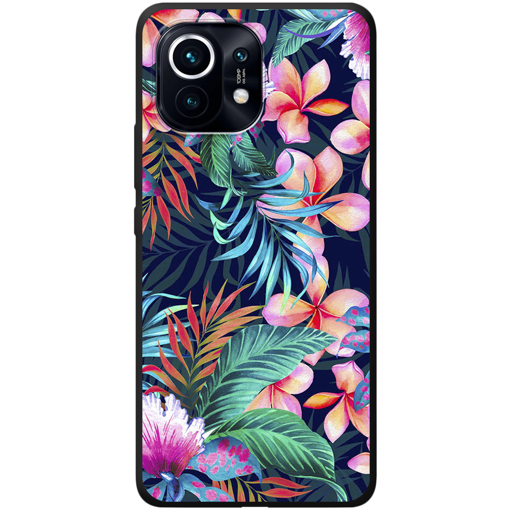 Чехол BoxFace Xiaomi Mi 11 flowers in the tropics Черный силикон (41924-up1971-44011)