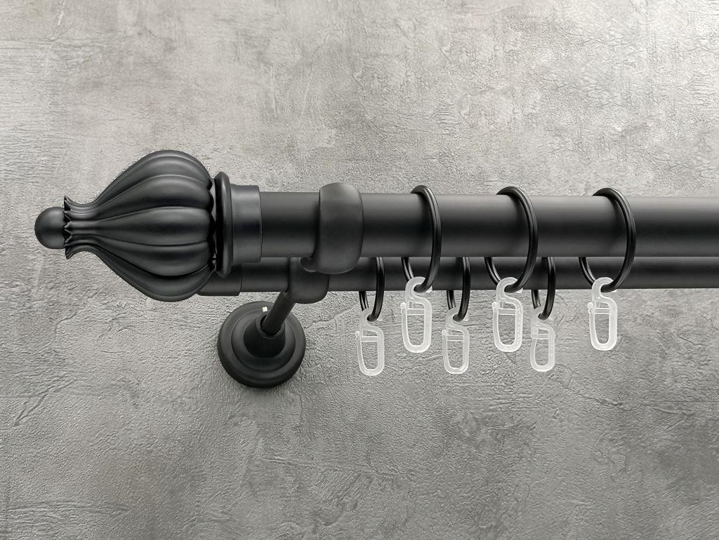 Карниз Quadrum Таджа гладкая штанга двойной открытый 25/19 мм 200 см Черный