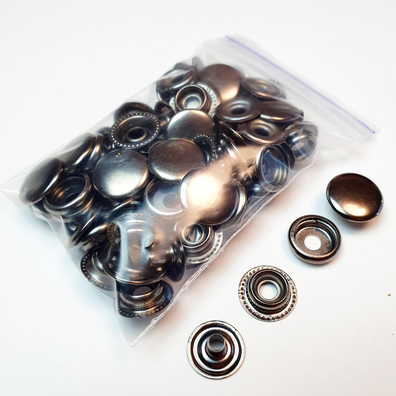 Кнопка металева кільцева STRONG Dash Каппа 15 мм 20 шт. Чорний Нікель