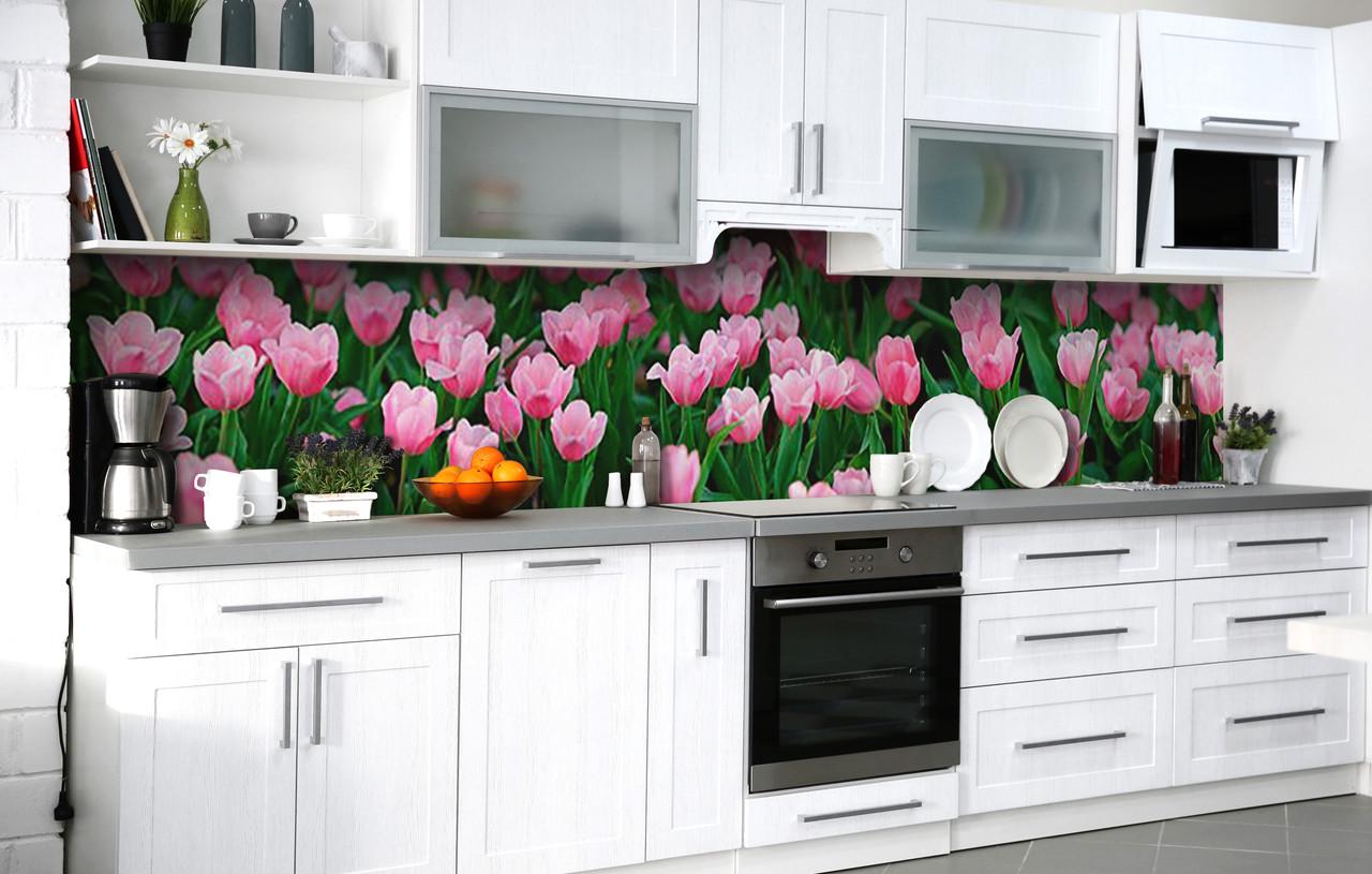 Кухонный фартук Тюльпановый сад виниловый самоклеющийся 60х250 см