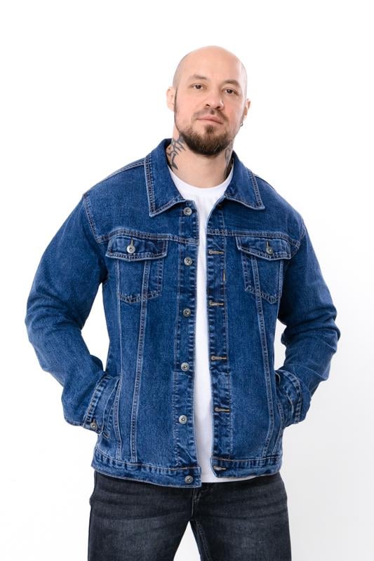 Куртка чоловіча джинсова з накладними кишенями на ґудзиках Носи Своє L Синій (18152)