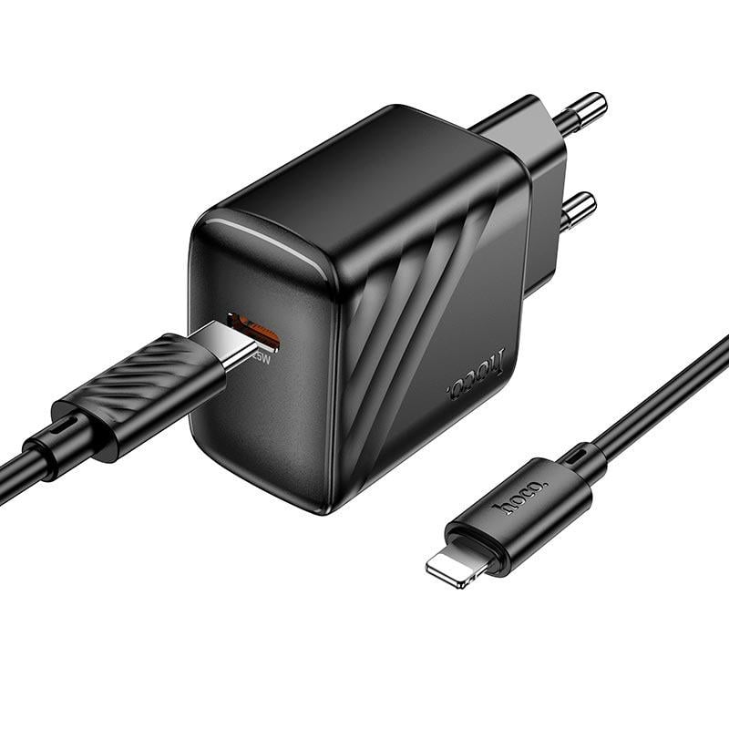 Зарядное устройство для телефонов Hoco CS24A Type-C-Lightning Cable Puerto single-port charger set USB Type-C 25W/3A Black (9aff3599) - фото 3