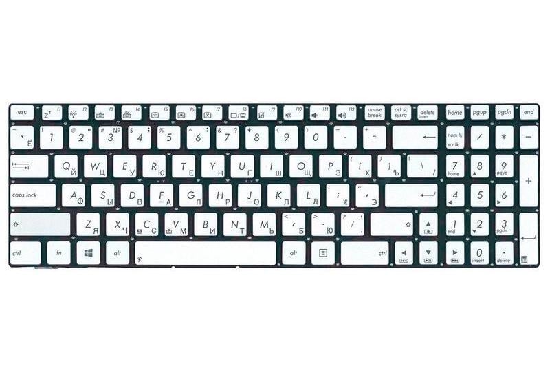 Клавиатура для ноутбука Asus N550 с подсветкой Light Silver