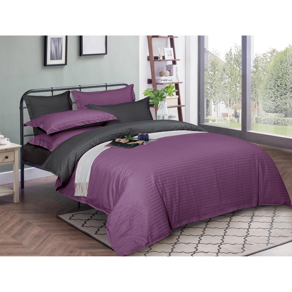 Комплект постельного белья MirSon 30-0009+30-0012 Violetta satin-stripe семейный 160х220 см (215757)