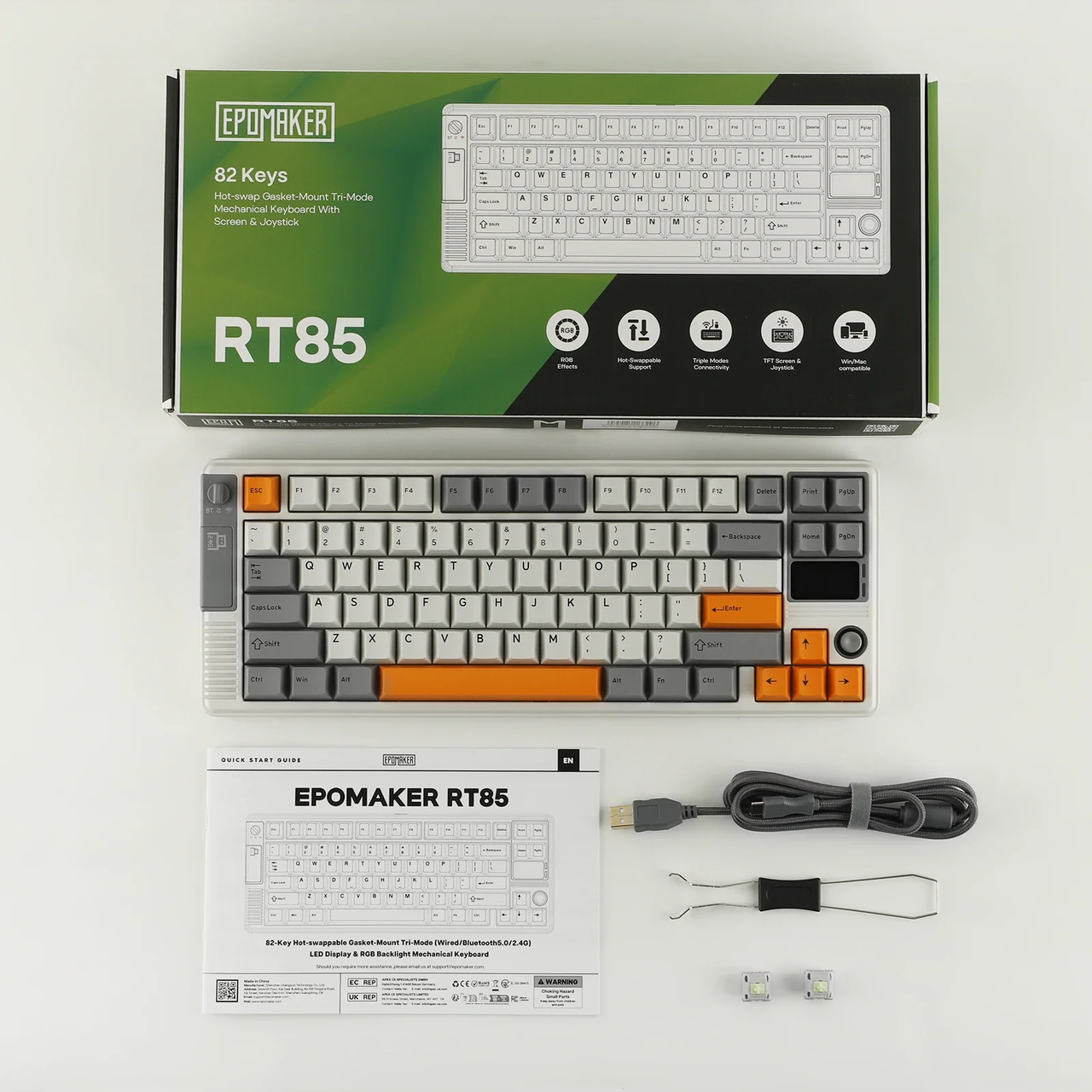 Клавиатура беспроводная EPOMAKER RT85 Creamy Jade Switch White Grey (2000205) - фото 10