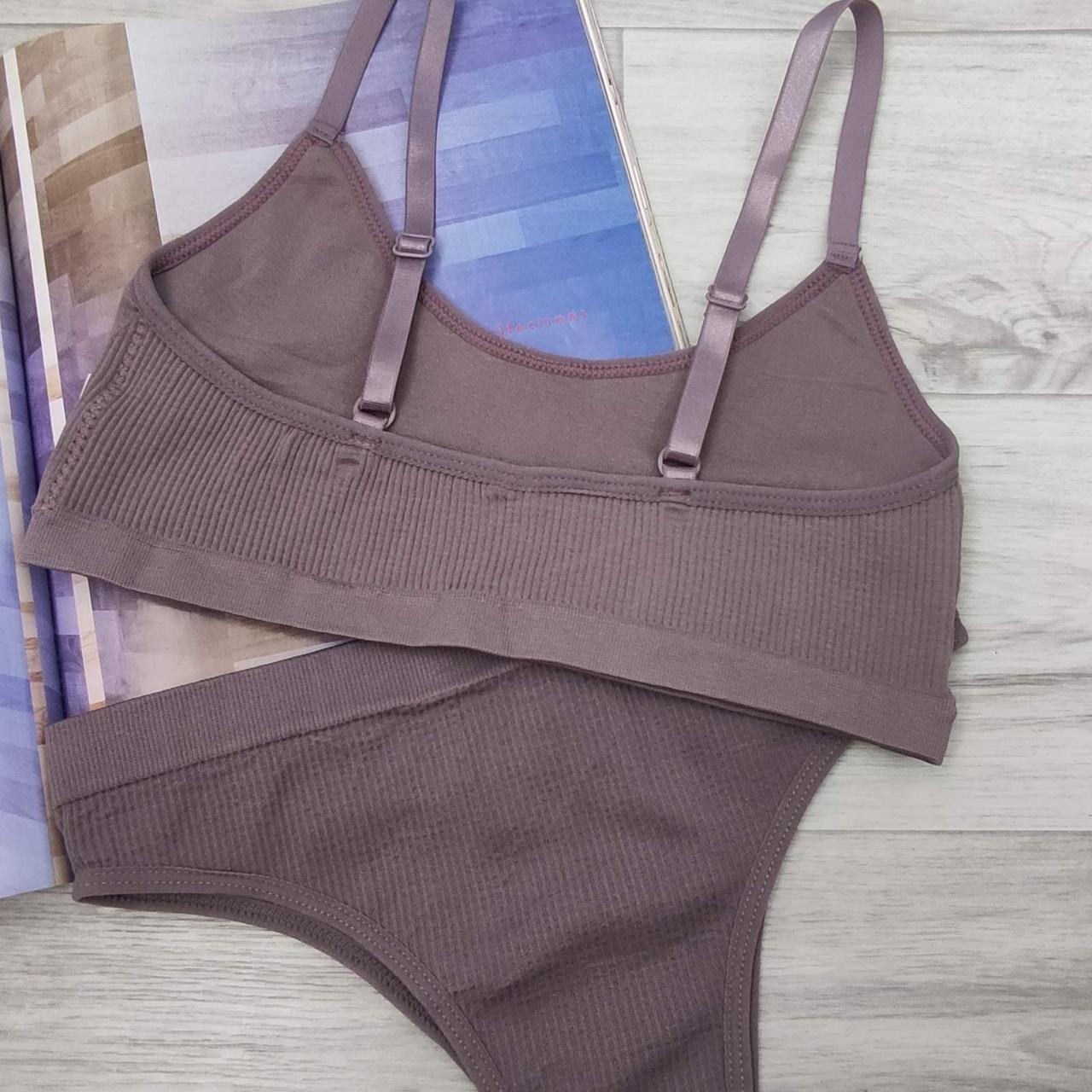 Комплект нижнего белья в рубчик L Темно-пудровый (1450) - фото 3 Комплект нижнего белья в рубчик L Темно-пудровый (1450) - фото 3