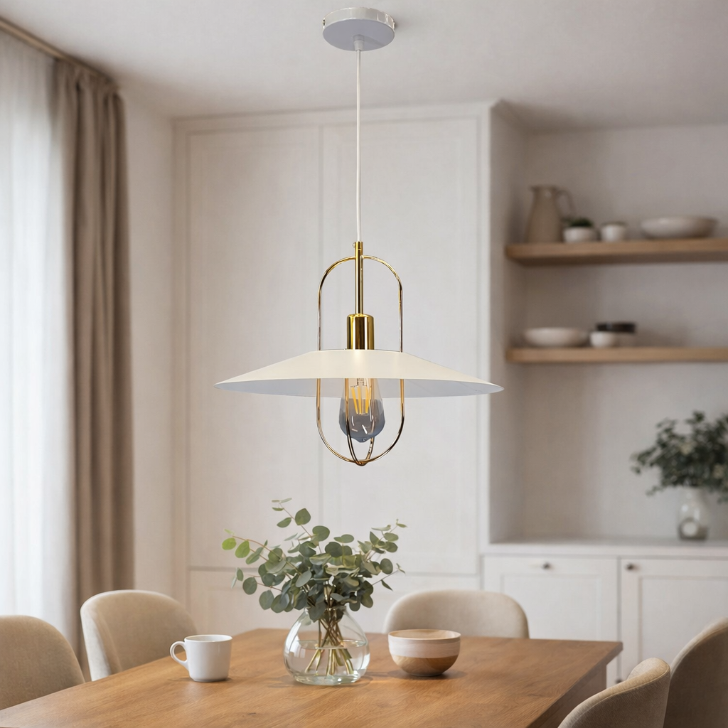 Подвесной светильник Modern Disc Light Е27 1 лампа (20405/WH+GD)