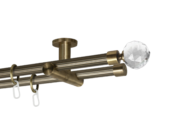 Карниз MStyle Люмиера металлический двухрядный труба рифленая 19/19 мм потолочный 240 см Антик (K010783)