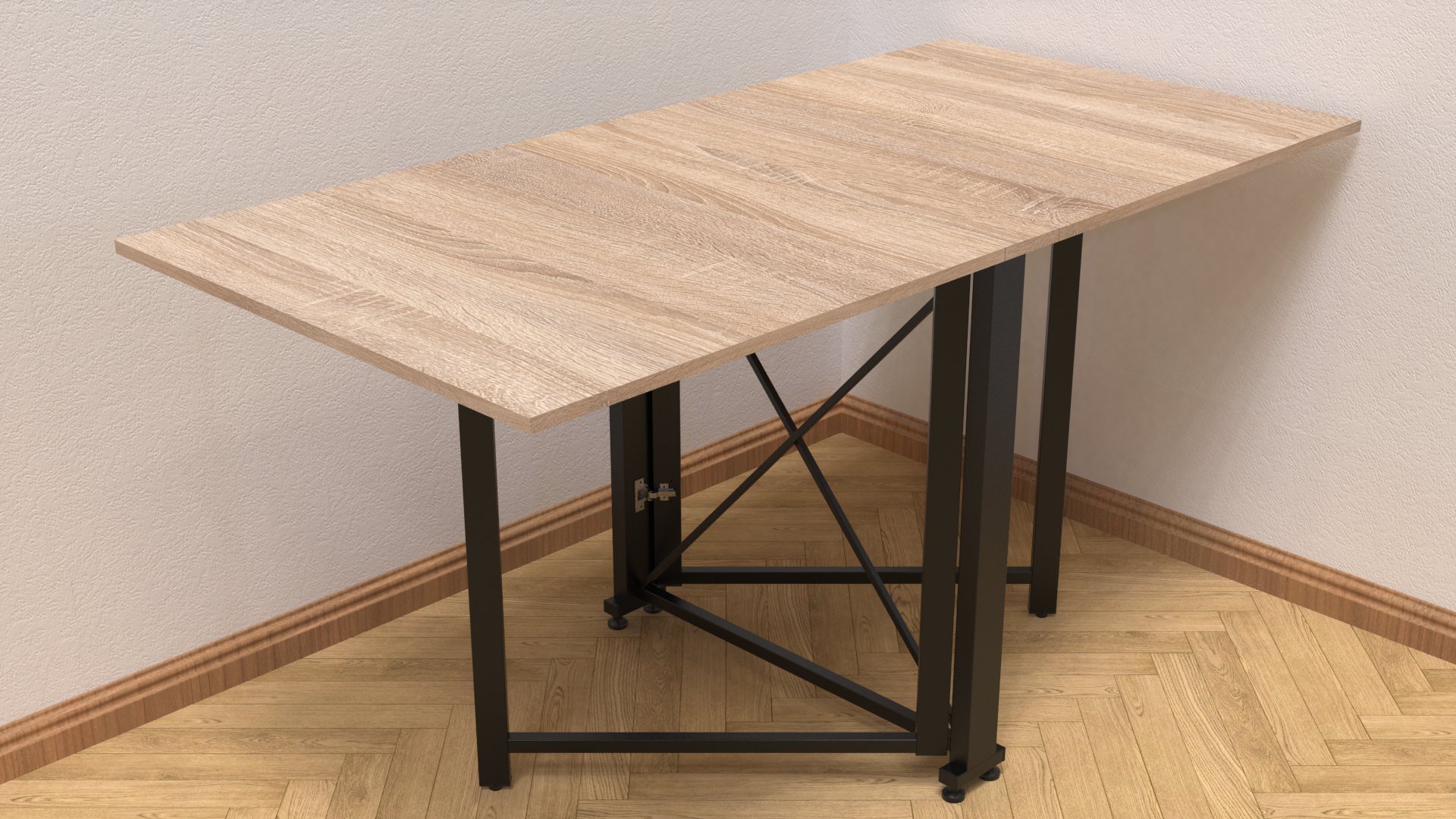 Стол-книжка трансформер Ferrum-decor Orion 2 металл/ДСП 16 мм 750x1520x730 мм Черный/Дуб Сонома (ORI204)